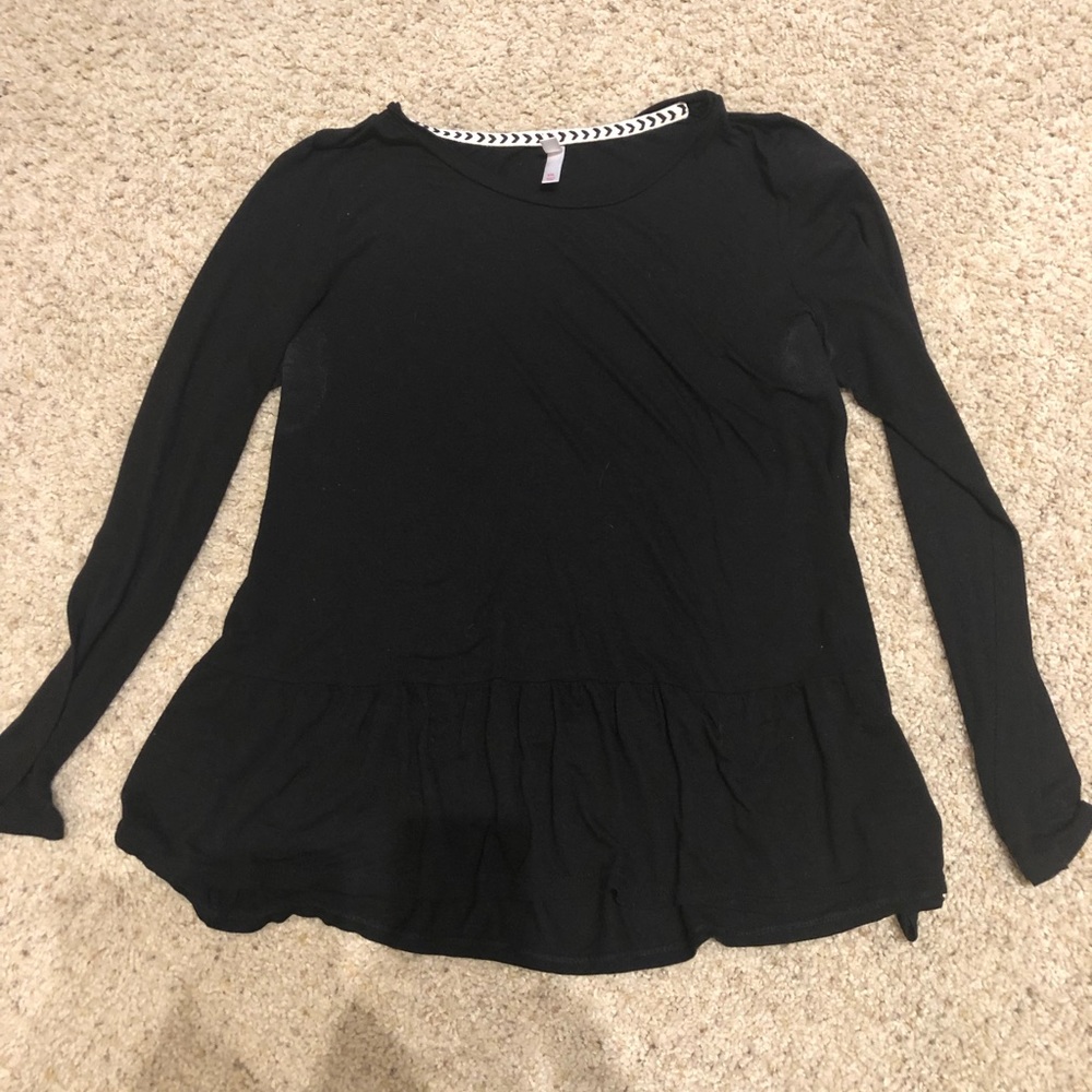 Black long sleeve peplum top